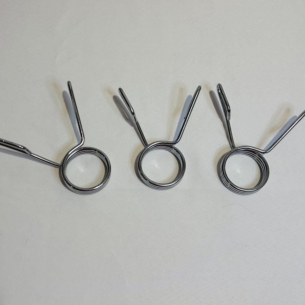 Set of 3 Olympic Bar Pinch Spring Barbell 2" Collars Clips Fast Quick On Off Sm